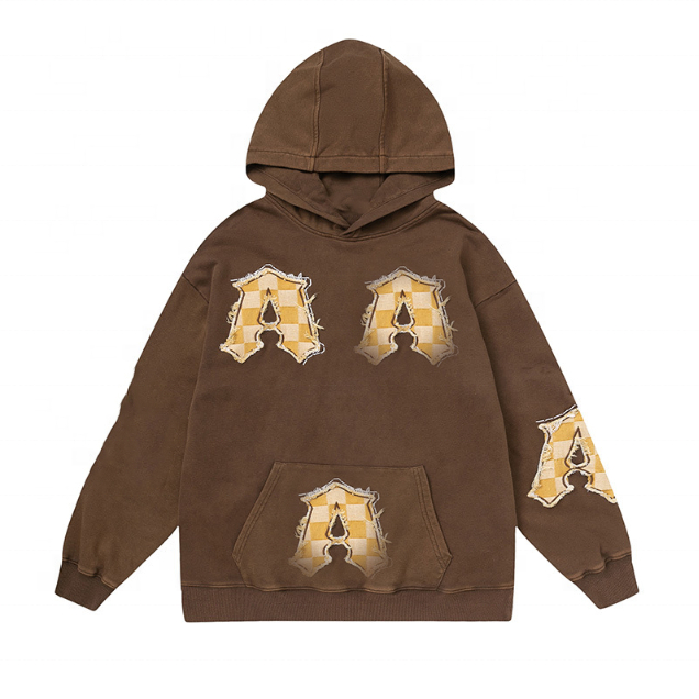 OEM Manufacturer Customized Applique Vintage Casual Custom Sweatshirt Plus Size Hoodies Men Hoodies