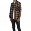 OEM Manufacturer Custom Relaxed Fit Two Tone Color Block Long Sleeve Big Plaid Check Flannel Shirts For Men