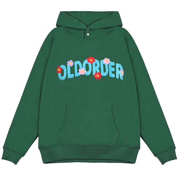 OEM Manufacturer Custom Thick Warm Winter Chenille Patches Fashion Hoodies Men's Coats