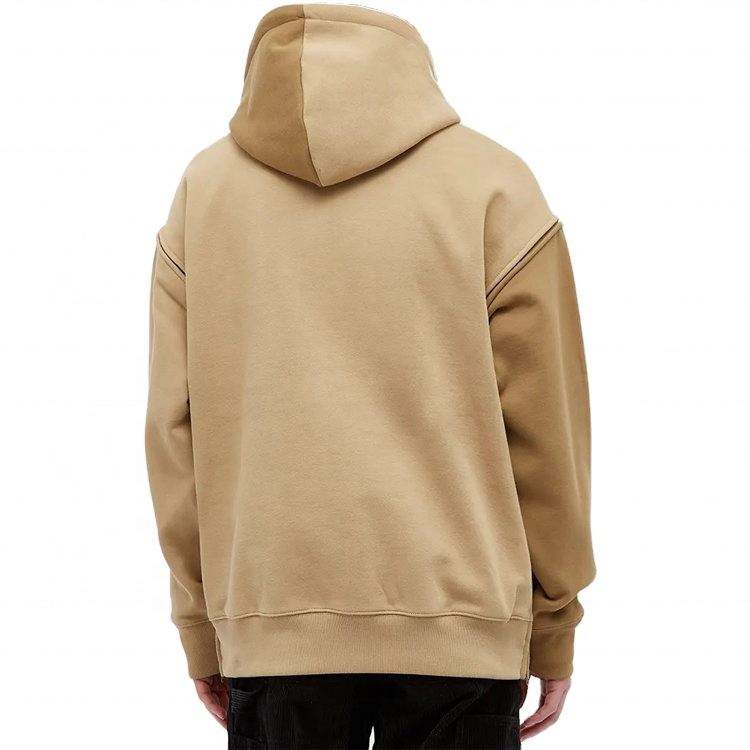 OEM Manufacturer Custom Heavyweight Oversized Color Block Detachable Sleeves One Third Zipper Hoodies Pullover