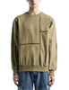 Wholesale Men's Cut & Sew Panel Light Olive Plain Crewneck Sweatshirts