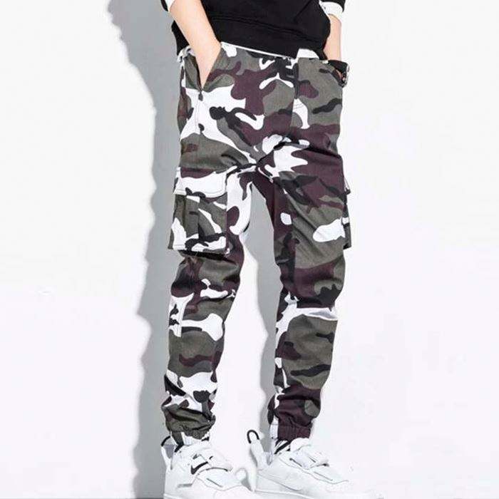 Pantaloni cargo da uomo con tasca con patta stampati mimetici streetwear personalizzati