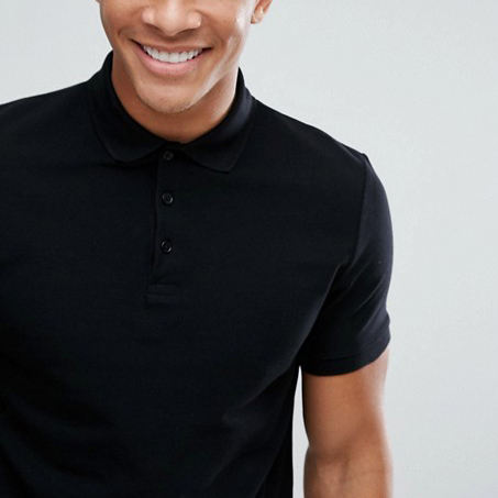 Золотой китайский поставщик на заказ пустая черная хлопчатобумажная мужская футболка-поло Slim Fit