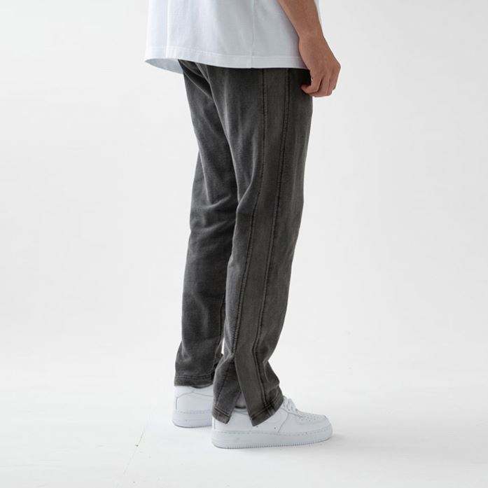 Pantalones de chándal gruesos de algodón para hombre negros lavados vintage personalizados del fabricante