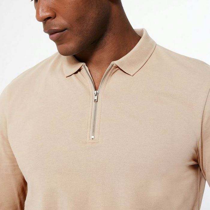 Augstas kvalitātes pielāgots polo krekls ar garām piedurknēm, 100% kokvilnas vīriešu polo krekli
