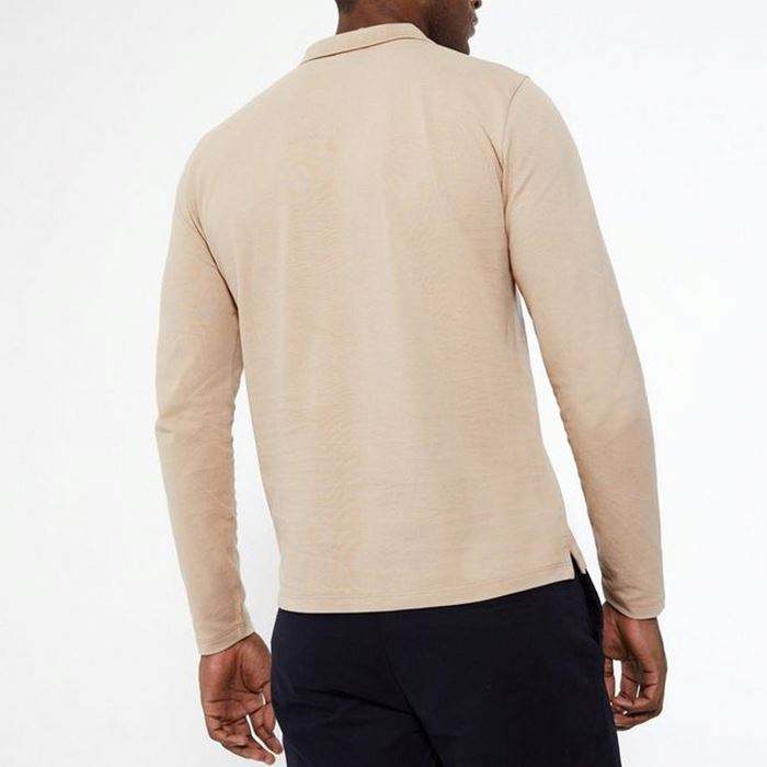 Hochwertiges, individuelles Poloshirt, einfarbig, langärmlig, 100 % Baumwolle, Herren-Polo-T-Shirts