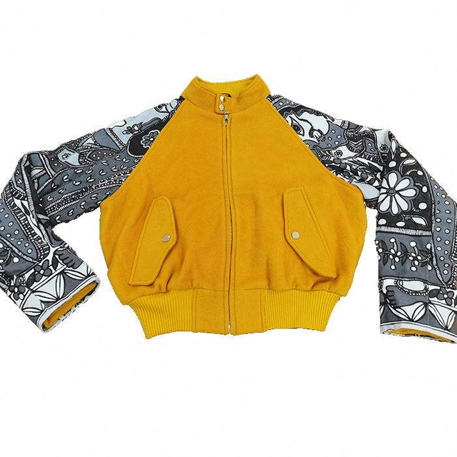 Custom Contrast Sleeve Varsity Jacket Zip Fastening Stand Collar Men Motorcycle Jacket