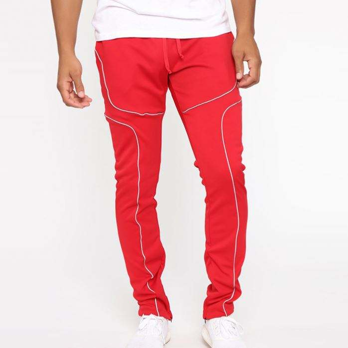 Wholesale Piping Detail Drawstring Waist Mens Track Pants