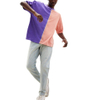 Herren halbe Farbe Baumwolle benutzerdefinierte Kontraststicken Streetwear Split Colors T -Shirts