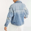 Custom Mens Jean Jackets Denim Washed Distressed Oversized Men Denim Jacket