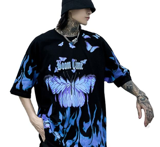 Flamma papfus Hip Hop Streetwear T shirt homines aestate fortuita Cotton Harajuku dimidium sleeve Mens Tops Oversized T Shirt