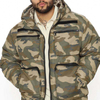 Heavyweight Thick Men Winter Jackets Camo Printed Utility Pockets Mens Satin Lined Hooded Plus Size Jackets