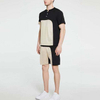 Custom Color Block Men Tracksuit Set Short Sleeve Tee & Drawstring Waist Shorts Sets