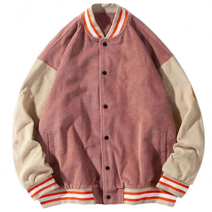 Manufacturers Custom Fashion Streetwear Baseball Jacket Button Up Front Thick Corduroy Winter Bomber Jacket