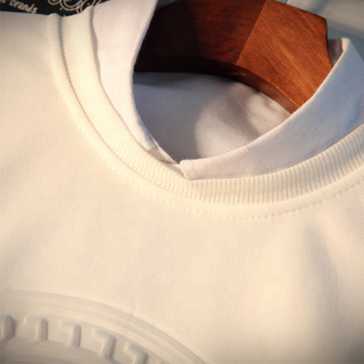 OEM-produsent Høykvalitets Crewneck-preget 100% bomull 3D-logo Custom Crew Neck Pullover Preget Sweatshirt
