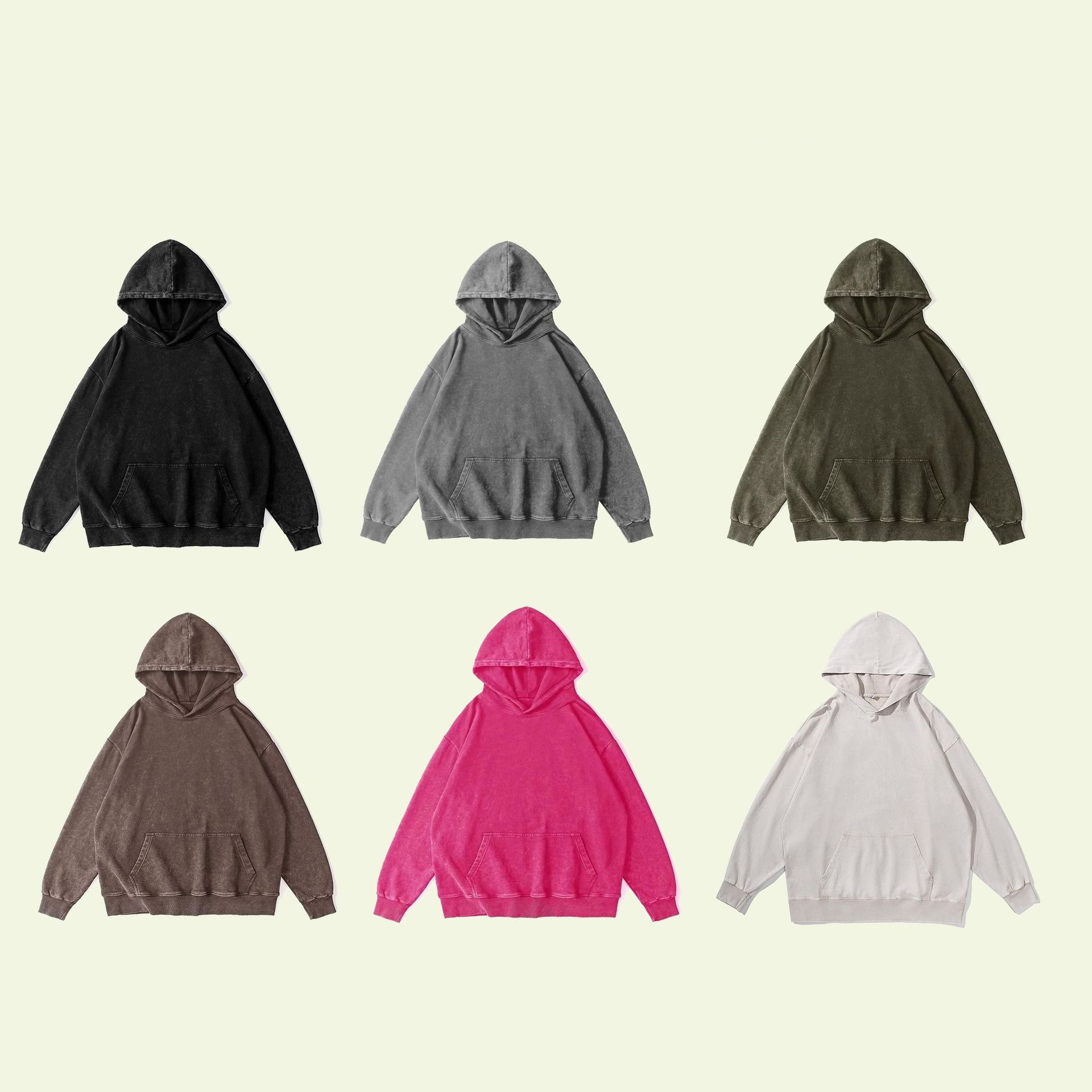 360 Gsm Blank Pullover Vintage Acid Wash Unisex Streetwear Heavyweight Men's Custom Hoodie