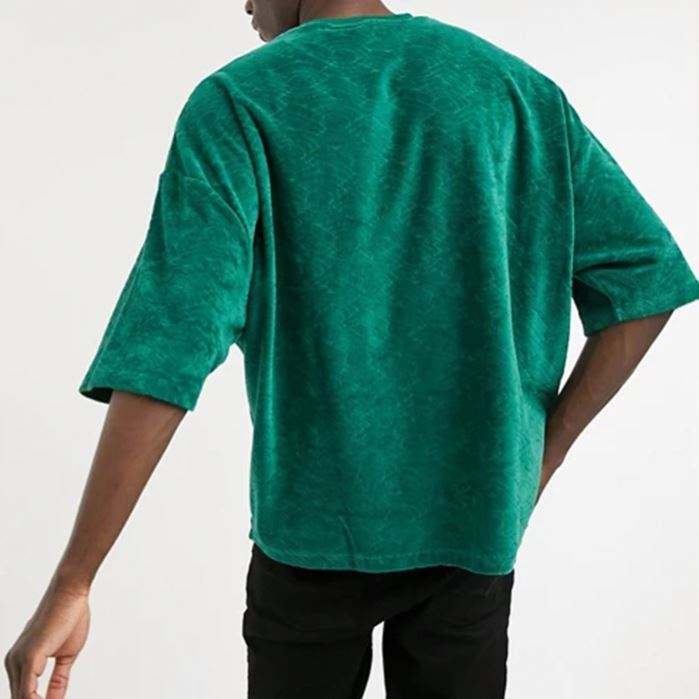 Fashion Blank High Quality T Shirts Oversized Half Sleeve Plain Velour Mens Thick T Shirt