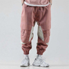 OEM Manufacturer Casual Good Quality Cotton Blank Color Block Mens Baggy Tapered Cargo Track Pants With Side Pockets