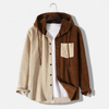 Oem Manufacturer Customized Color Block Corduroy Hood Casual Plus Sizes Men's Jacket