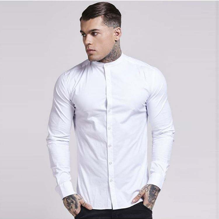 OEM Manufacturer Blank White Men's Long Sleeve Oxford Stretch Fit Shirt