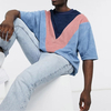 New Arrival Hot Sale Sublimation Tshirts Plus Size Color Block Men Drop Shoulder Oversized Blank Tshirt