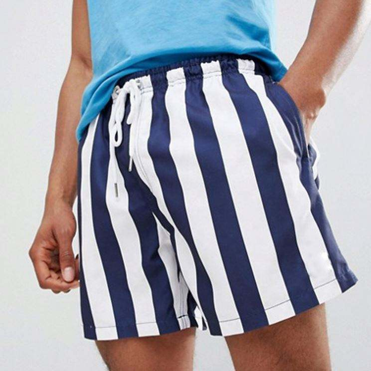 Your Owm Brand Shorts Drawstring Stripe Swim Shorts In Navy