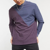 Custom High Quality Branded T Shirts Long Sleeve Color Block Men Drop Shoulder T Shirts