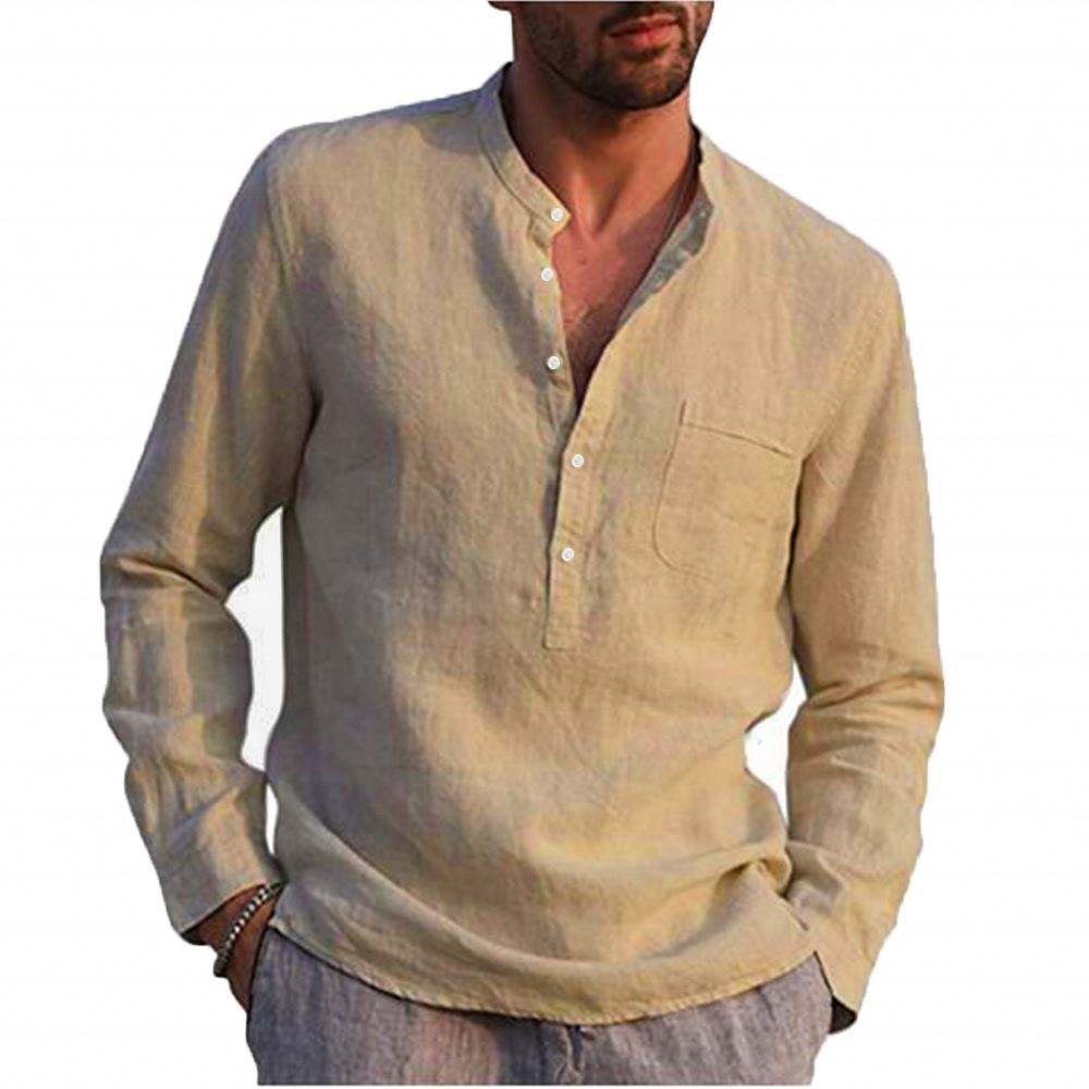 OEM Manufacturer Custom Print Button Down Collar Men's Solid White Blank Embroidered Hemp Blouses Dress Shirts