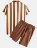 OEM Manufacturer Customized Thin Men Clothing Set Striped Shorts Sleeves And Shorts Casual Men Short Set