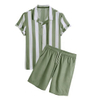OEM Manufacturer Customized Thin Men Clothing Set Striped Shorts Sleeves And Shorts Casual Men Short Set