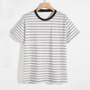 Oem Bulk Wholesale Brand Tshirts Contrast Binding Men Summer Short Sleeve Striped Tshirt