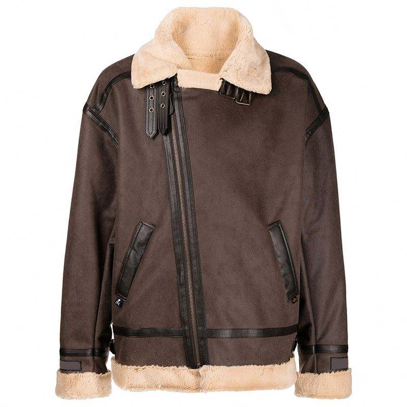 Oem Manufacturer Custom Winter Men Long Sleeve Leather Zipper Turn-Down Collar Skull Applique Print Bomber Jacket