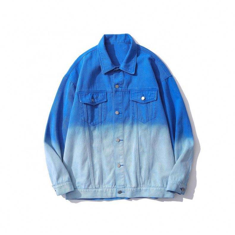 Oem Manufacturer Wholesale Custom Fashion Gradient Pattern Denim Cardigan Clothing Jacket