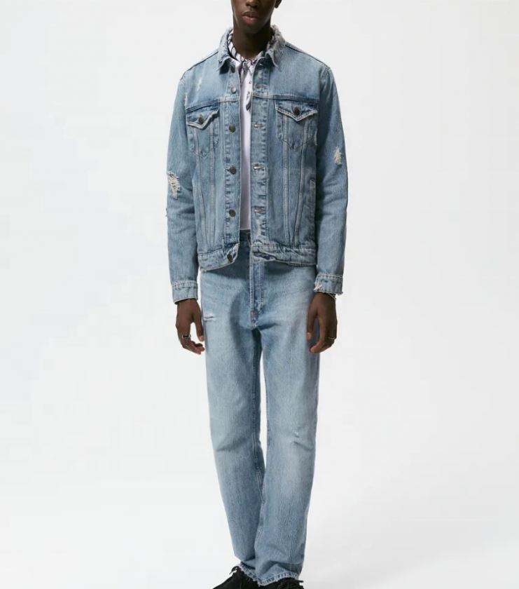 OEM Manufacturer Custom Mens Cotton Streetwear Button Up Vintage Distressed Jean Denim Jacket