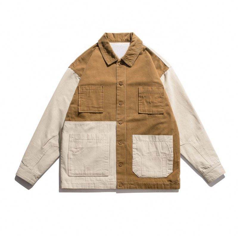 OEM Manufacturer Custom High Quality Stylish Casual Coat Patchwork Label Multi-Pocket Long Sleeve For Man Jacket