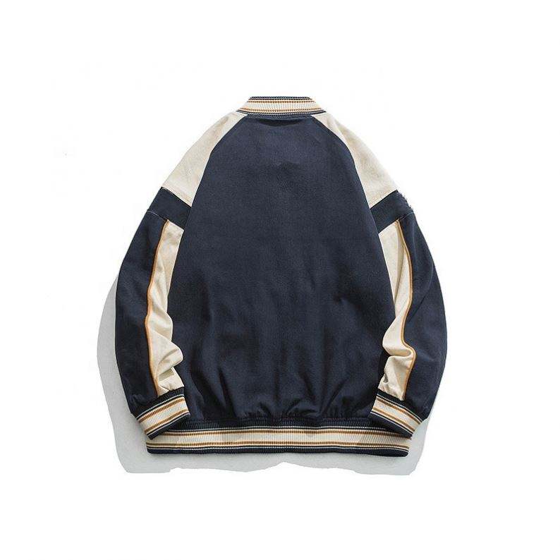 OEM Manufacturer New Custom Logo Contrast Color Stitching Baseball Collar Jacket