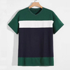 Color Block V Neck Short Sleeve Drop Shoulder Men Stylish Summer Tshirts