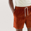 Wholesale Embroidery Cotton Drawstring Slim Shorts In Rust Cord
