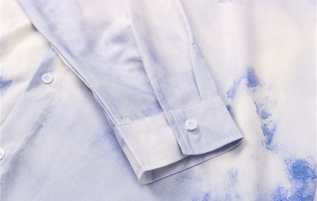 OEM Manufacturer Men's Leisure Ink Digital Printed Polyester Loose And Comfortable Long Sleeve Shirt
