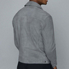 Custom Logo Design Street Western Jacket Down Collar Soft Blue 100% Suede Mens Jackets