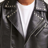 Mens New Fashion Style High Quality Studded Faux Leather Jacket