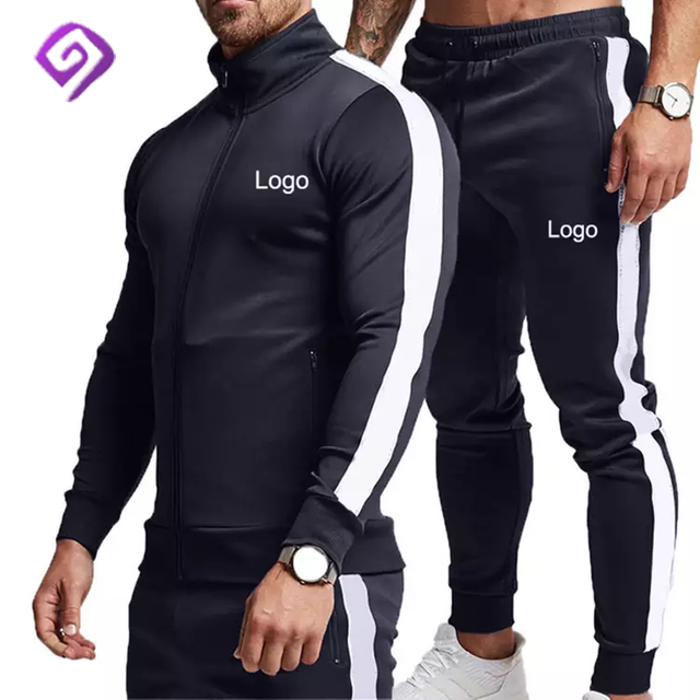 Partihandel Polyester Two Piece Active Wear Set Hoodie Logo Custom Sweatsuit Jogging Sweat Track Suit Sportwear Tracksuit For Men