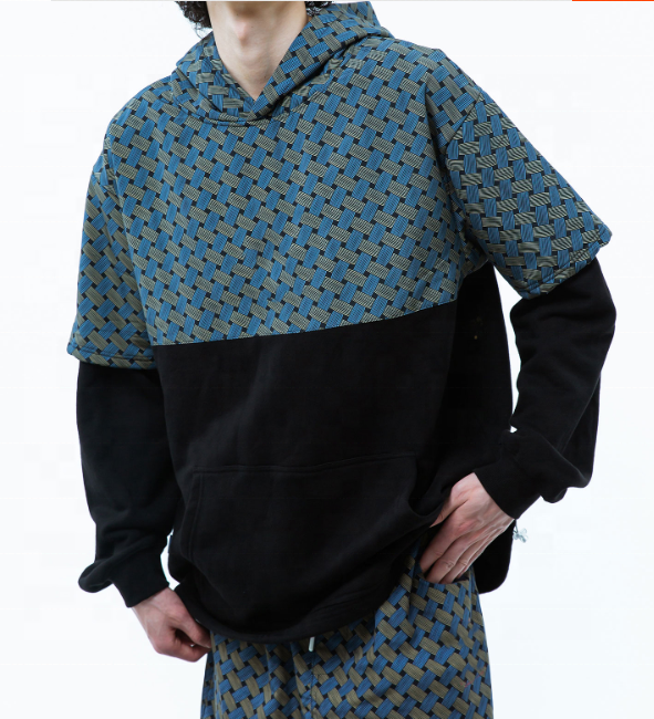 OEM Manufacturer Customized Plaid Patchwork Casual Custom Sweatshirt Plus Size Hoodies Men Hoodies
