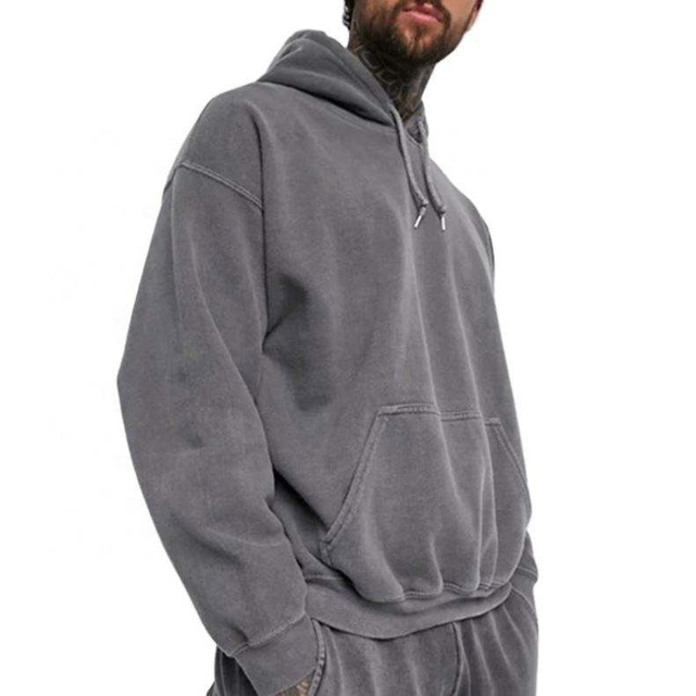 OEM Manufacturer Custom Men's Thickness Heavyweight Cotton Oversized Vintage Washed Grey Hoodie Pullover