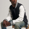 OEM Manufacturer Custom Color Block Men's Wool Button Up Baseball With Faux Leather Sleeves Jacket