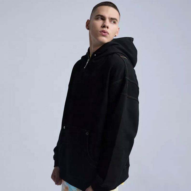 OEM Manufacturer Custom Half Zipper Pullover Oversize Hoodie Men's Clothing