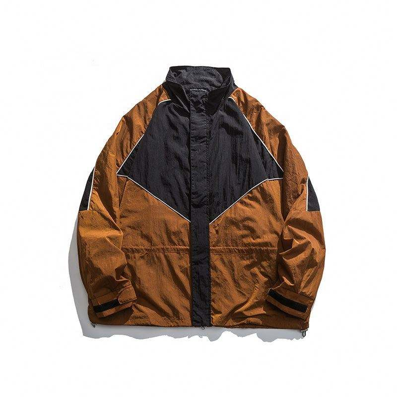 OEM Manufacturer Custom Fashion Contrast Stitching Stand Collar Loose Coats Jacket