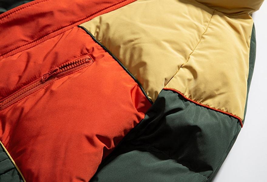 OEM Manufacturer Custom Men's Down Stand Collar Collared Color Patchwork Loose Cotton Coat Jacket