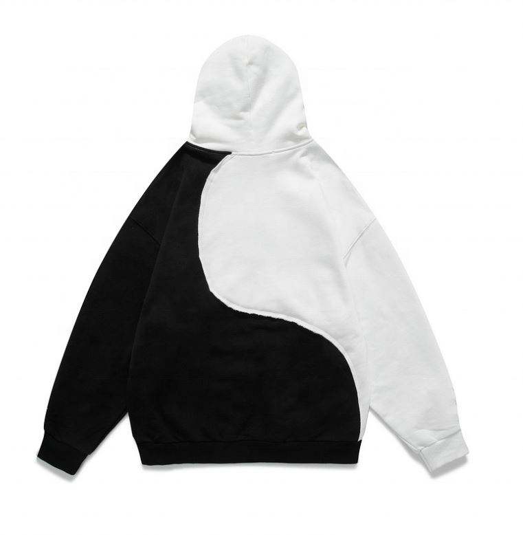 OEM Manufacturer Customized Color Block Applique Patchwork Casual Custom Sweatshirt Plus Size Hoodies Men Hoodies