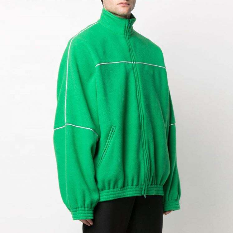 OEM Manufacturer Custom High Quality Warm Fleece Green Zip Up Hoodies Pullover For With Elastic Trim